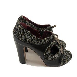 Antonio Marras Punk womens Shoe Heels leather Black size 9 Designer Platform.